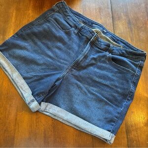Old Navy Dark Wash Shorts Womens 16 Blue WOW High Rise Cuffed Stretch  Casual